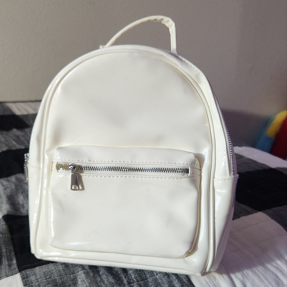 H&M Small White Shiny Backpack